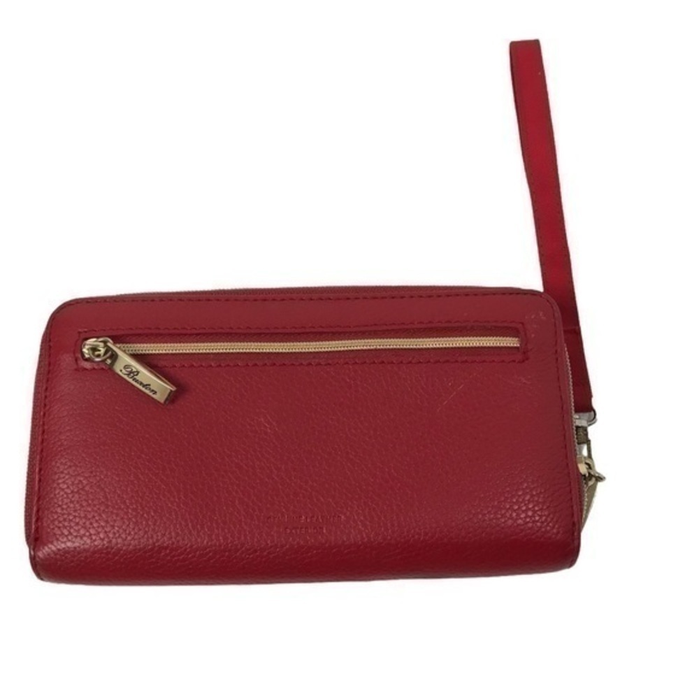 Buxton Roma Zip-Around Organizer Clutch, Dark Red Gold Hardware
